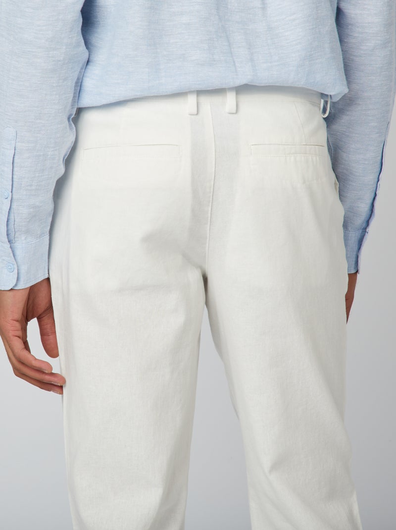 Pantalon chino en lin mélangé blanc - Kiabi