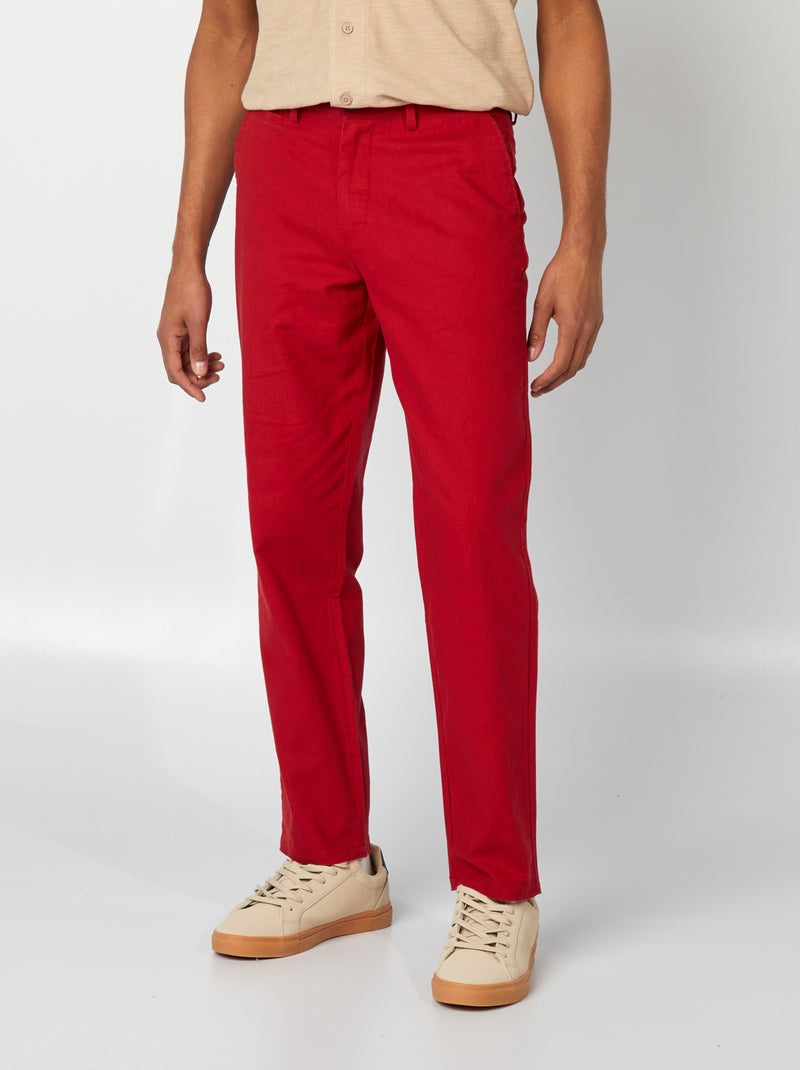Chino Pantalon Rouge Grande Taille Pantalon Chino En Coton Stretch