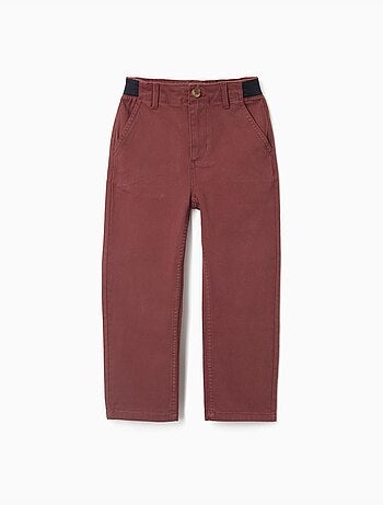 Pantalon chino en sergé à coupe droite avec bande élastique