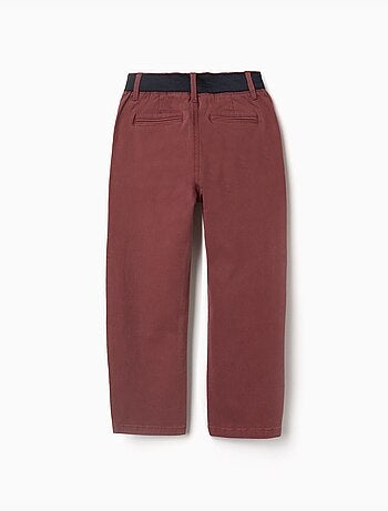 Pantalon chino en sergé à coupe droite avec bande élastique