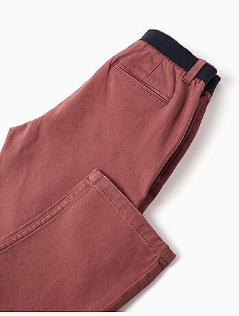 Pantalon chino en sergé à coupe droite avec bande élastique