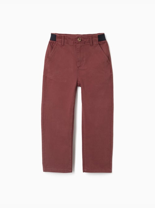 Pantalon chino en sergé à coupe droite avec bande élastique - Kiabi Pantalon chino en sergé à coupe droite avec bande élastique - Kiabi