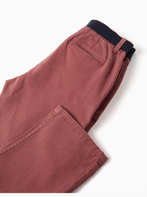 Pantalon chino en sergé à coupe droite avec bande élastique - Kiabi Pantalon chino en sergé à coupe droite avec bande élastique - Kiabi