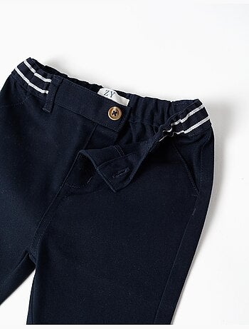 Pantalon chino en sergé avec bande à rayures