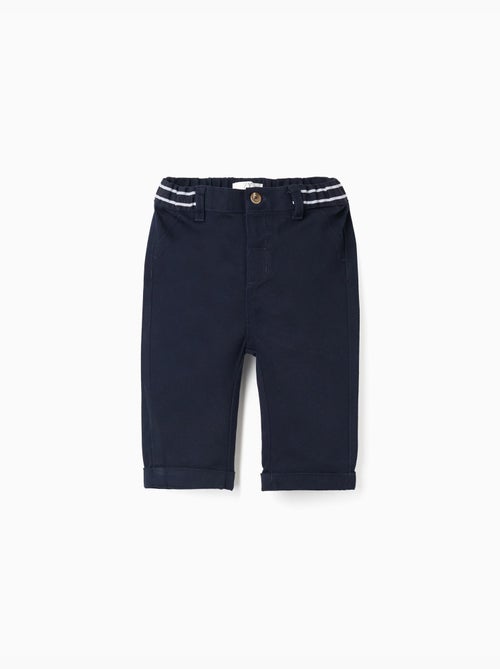 Pantalon chino en sergé avec bande à rayures - Kiabi