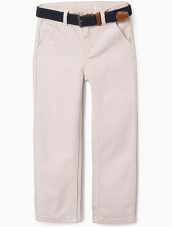 Pantalon Chino en Sergé avec Ceinture