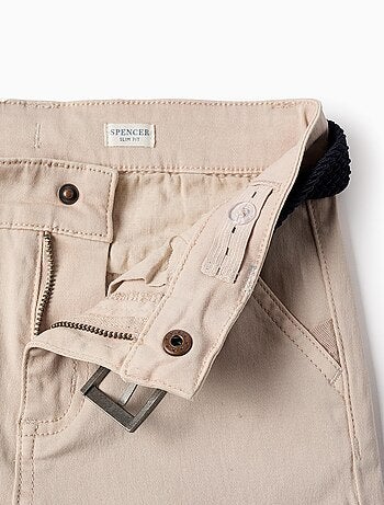 Pantalon Chino en Sergé avec Ceinture