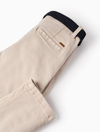 Pantalon Chino en Sergé avec Ceinture