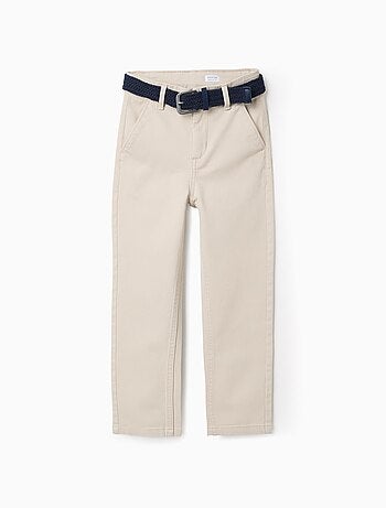 Pantalon Chino en Sergé avec Ceinture