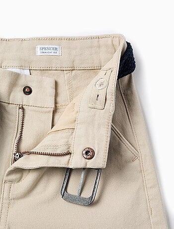 Pantalon Chino en Sergé avec Ceinture