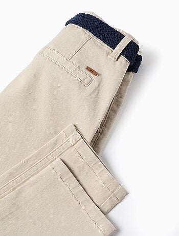 Pantalon Chino en Sergé avec Ceinture