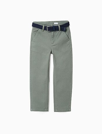 Pantalon Chino en Sergé avec Ceinture