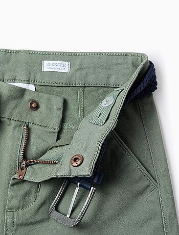 Pantalon Chino en Sergé avec Ceinture