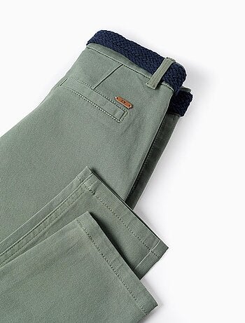 Pantalon Chino en Sergé avec Ceinture