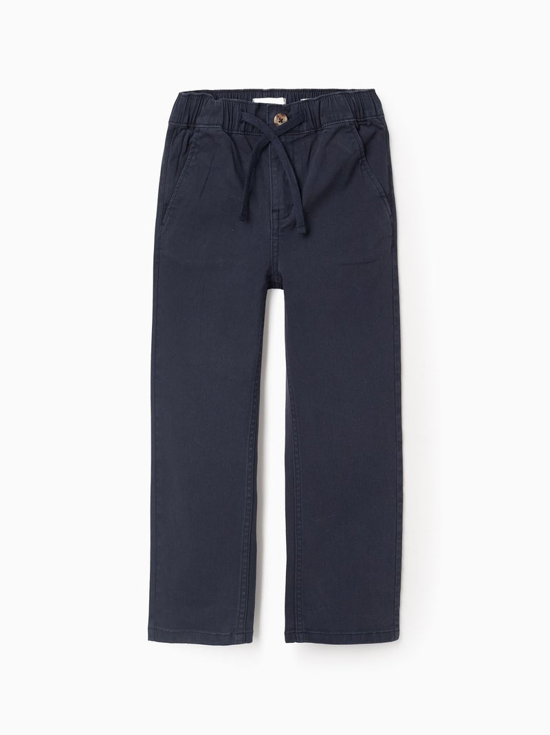 Pantalon Chino en Sergé avec Cordon Bleu foncé - Kiabi