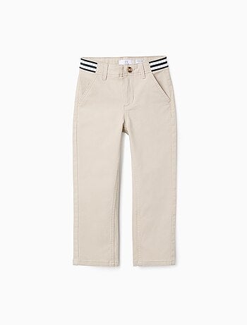 Pantalon Chino en Sergé avec Taille Rayée