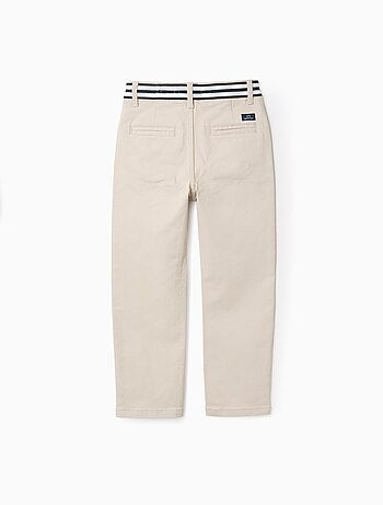 Pantalon Chino en Sergé avec Taille Rayée