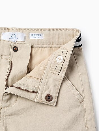 Pantalon Chino en Sergé avec Taille Rayée