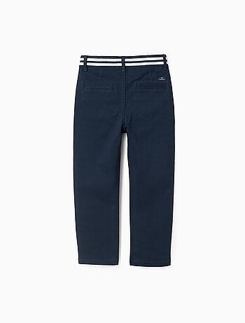 Pantalon Chino en Sergé avec Taille Rayée