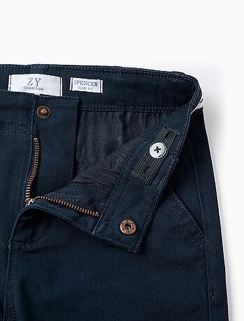 Pantalon Chino en Sergé avec Taille Rayée