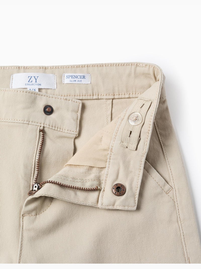 Pantalon Chino en Sergé Beige clair - Kiabi