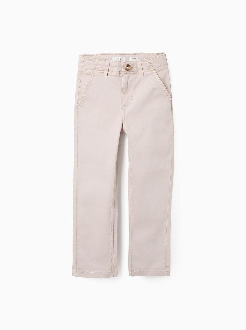 Pantalon Chino en Sergé Beige clair - Kiabi