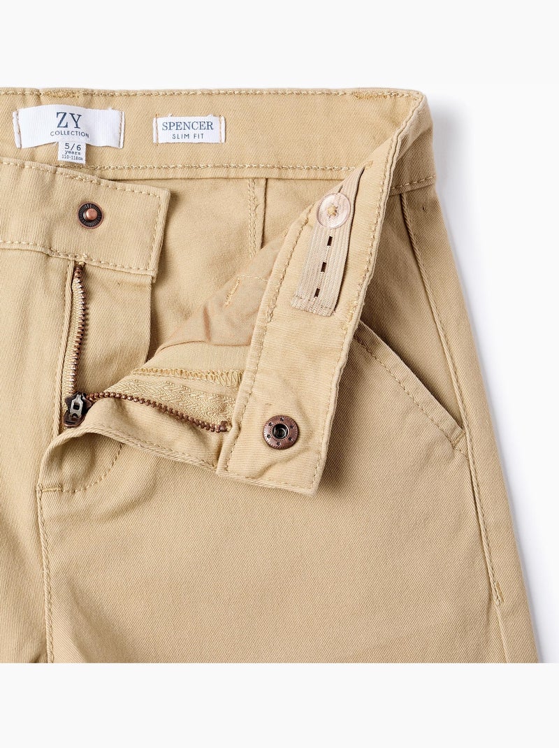 Pantalon Chino en Sergé Beige - Kiabi