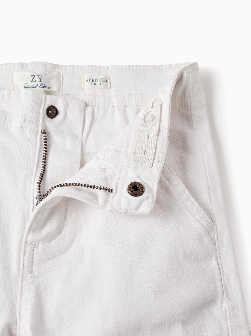 Pantalon Chino en Sergé Blanc - Kiabi