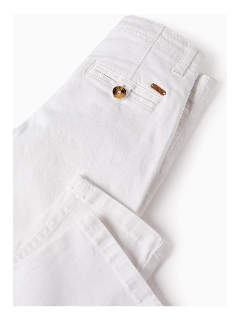 Pantalon Chino en Sergé Blanc - Kiabi