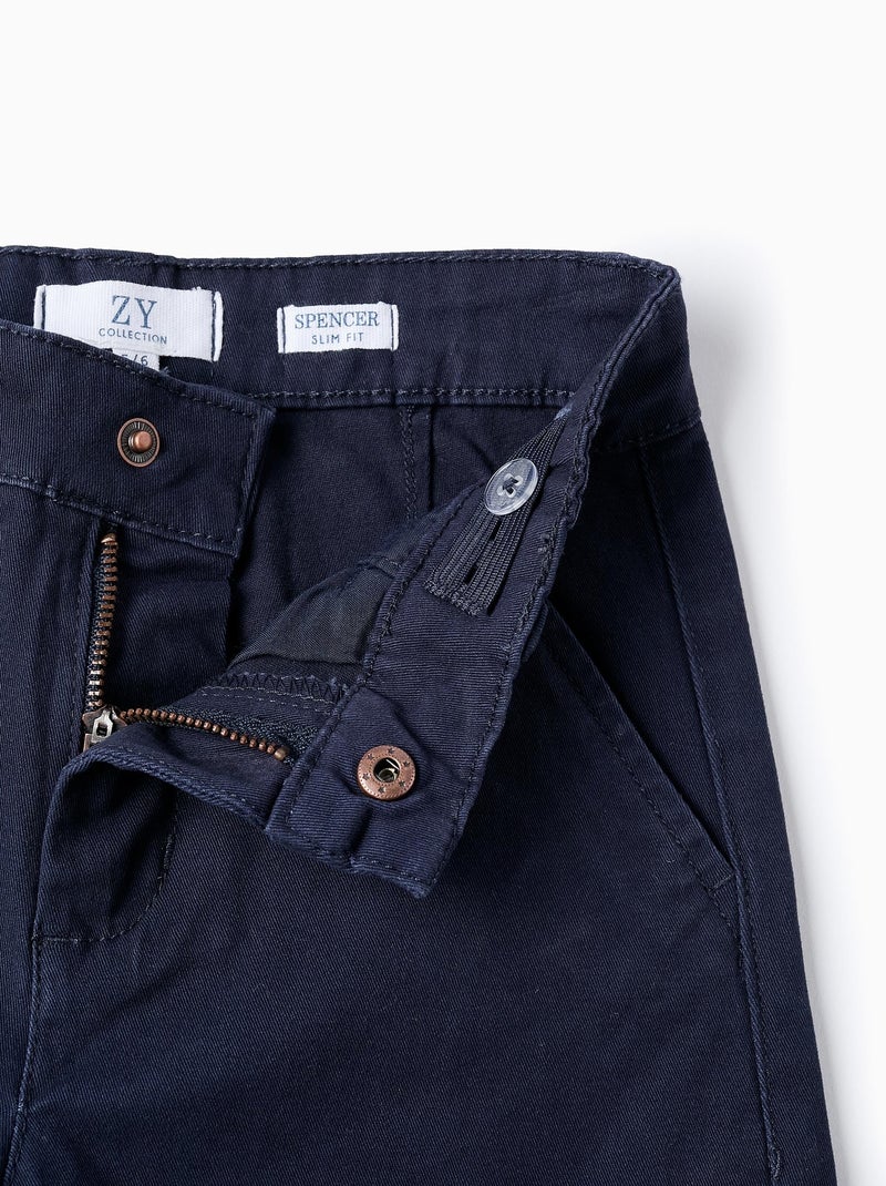 Pantalon Chino en Sergé Bleu foncé - Kiabi