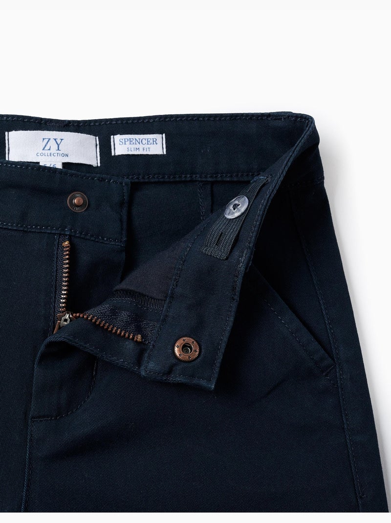 Pantalon Chino en Sergé Bleu foncé - Kiabi