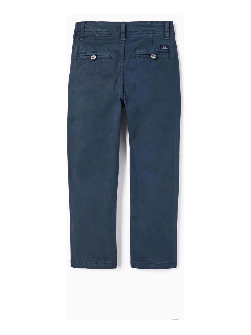 Pantalon Chino En Sergé De Coton Bleu foncé - Kiabi