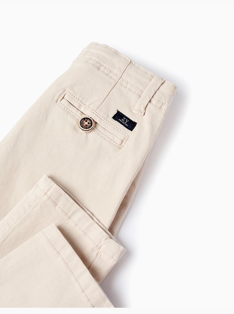 Pantalon Chino en Sergé Gris clair - Kiabi