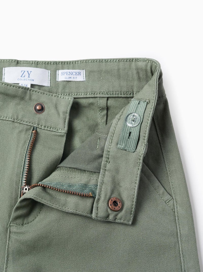 Pantalon Chino en Sergé Vert foncé - Kiabi