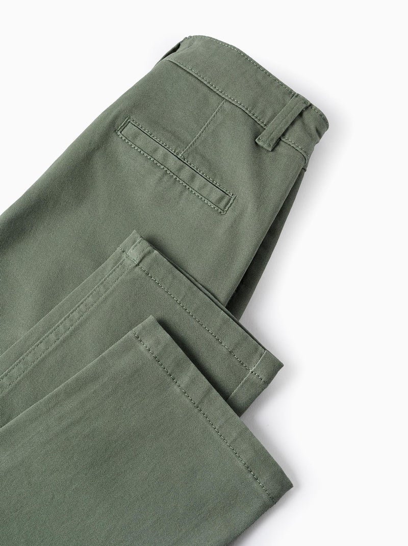 Pantalon Chino en Sergé Vert foncé - Kiabi