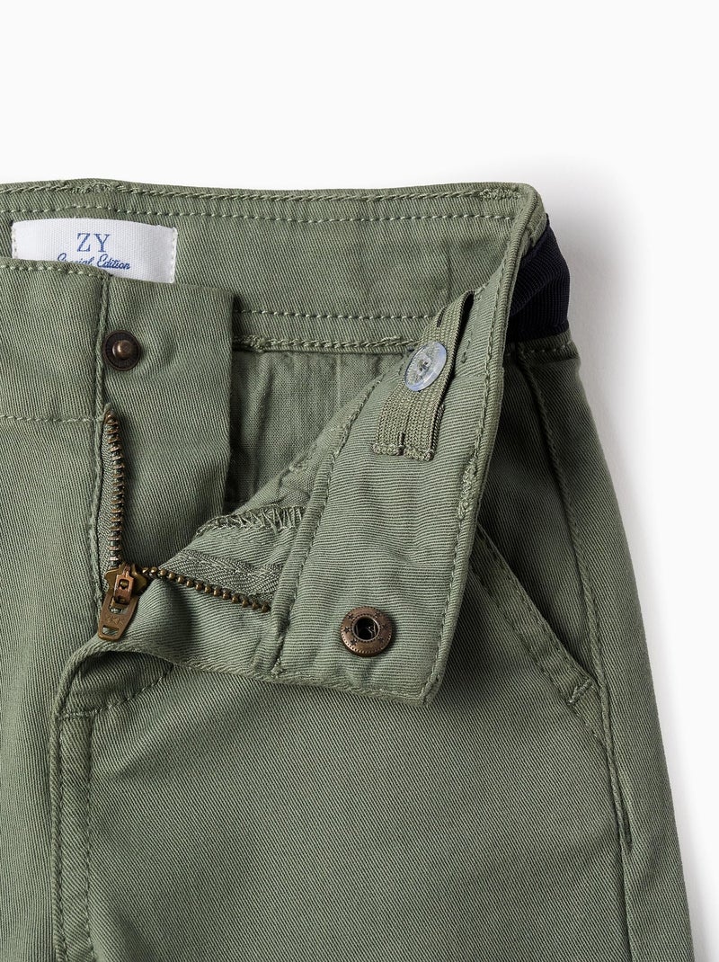 Pantalon Chino en Sergé Vert foncé - Kiabi