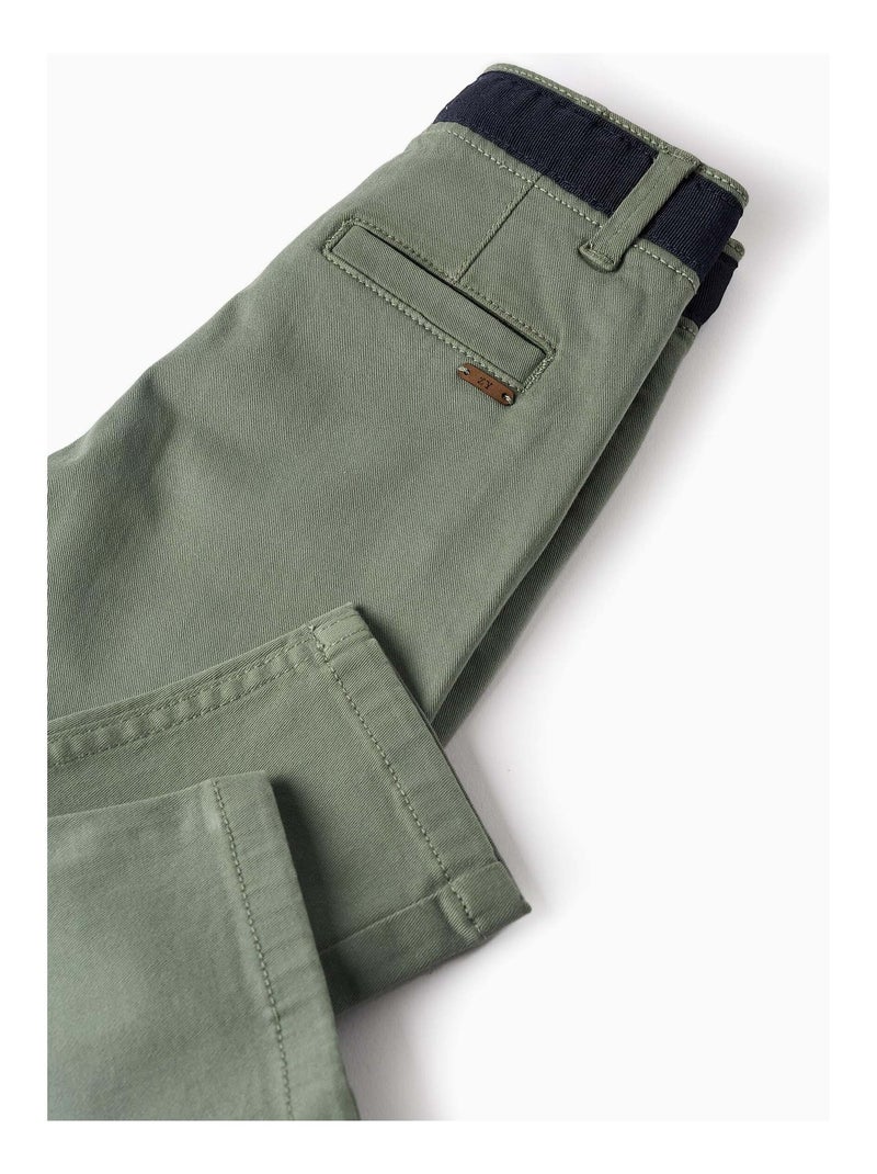 Pantalon Chino en Sergé Vert foncé - Kiabi