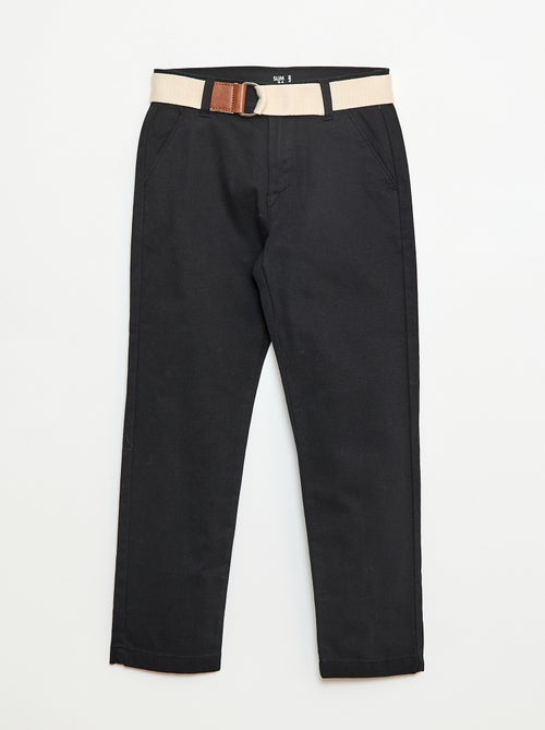 Pantalon chino en twill avec ceinture - 2 pièces - Kiabi