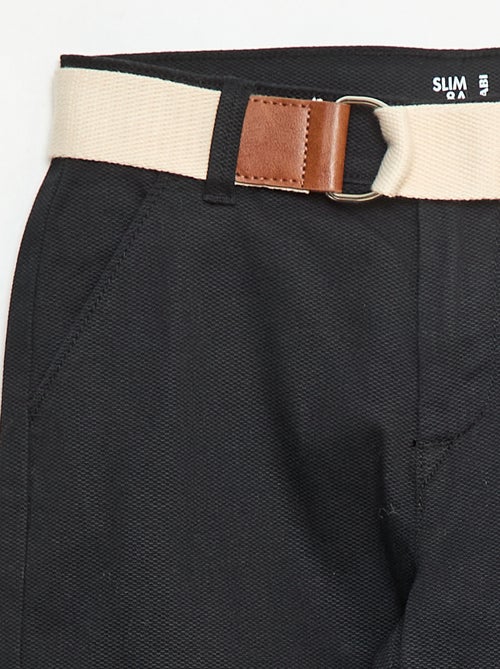 Pantalon chino en twill avec ceinture - 2 pièces - Kiabi