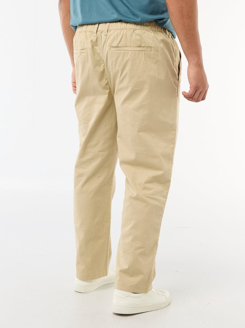 Pantalon chino en twill avec cordons de serrage Beige - Kiabi