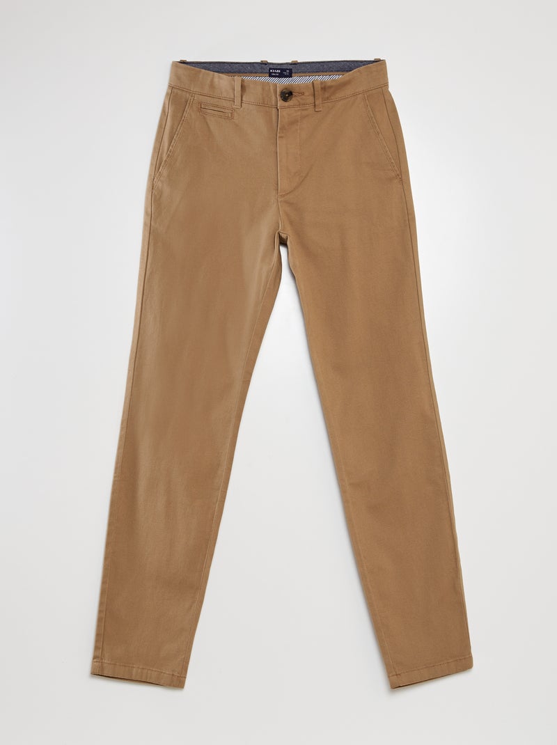 Pantalon chino en twill Beige - Kiabi
