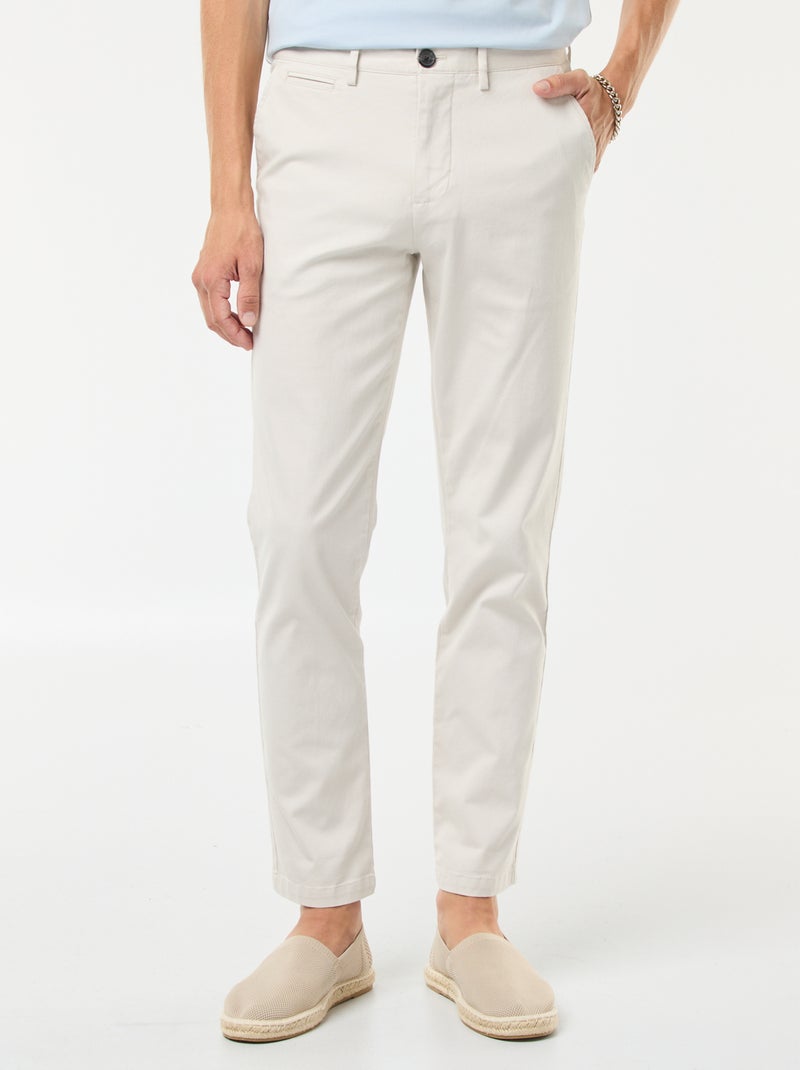 Pantalon chino en twill Blanc - Kiabi
