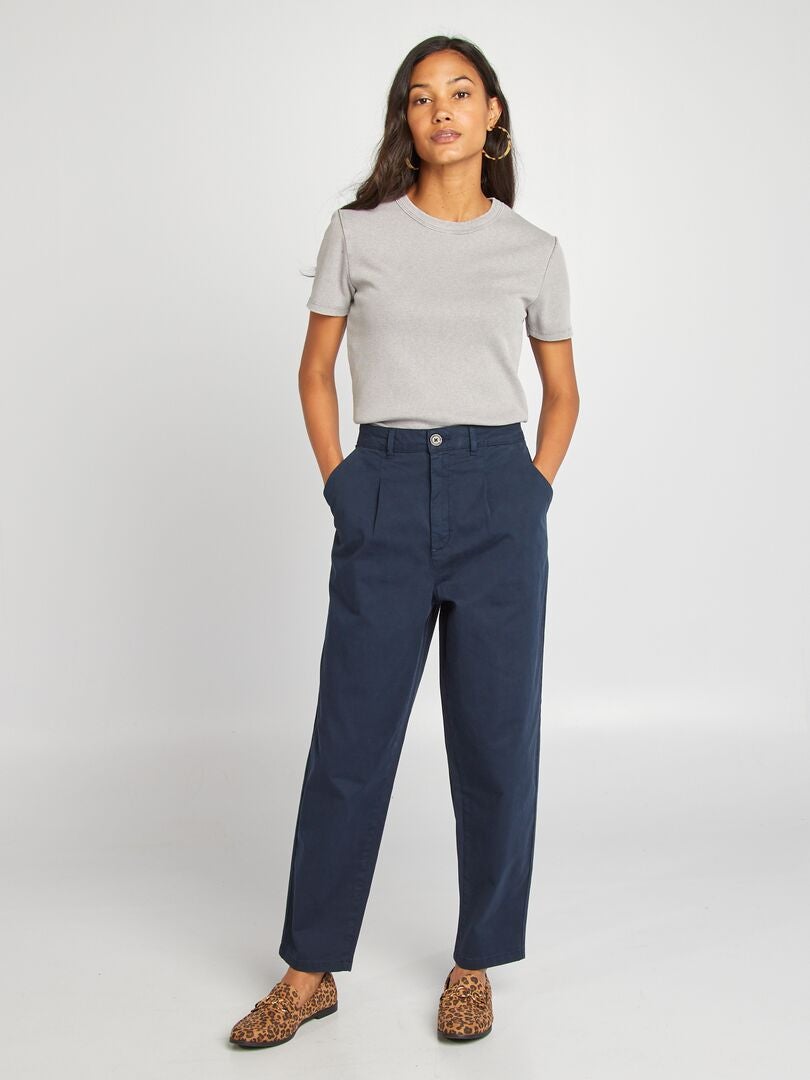 Pantalon chino en twill Bleu marine - Kiabi