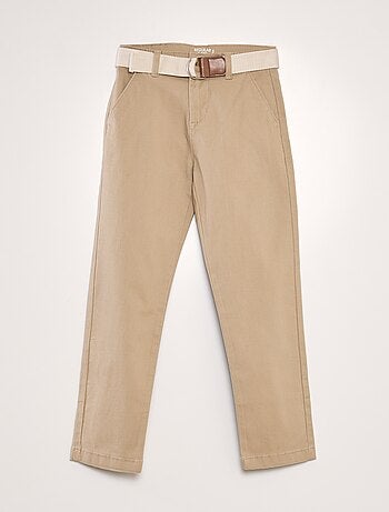 Pantalon chino en twill + ceinture - Kiabi