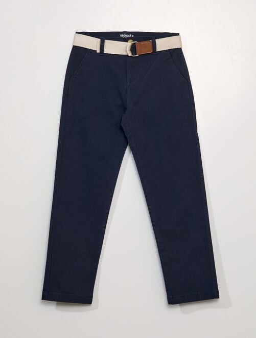 Pantalon chino en twill + ceinture - Kiabi