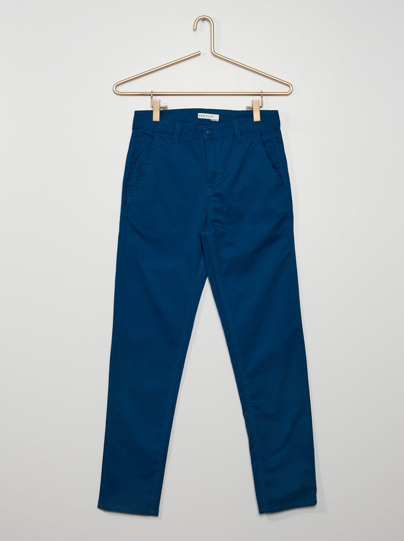 Pantalon chino en twill de coton bleu - Kiabi