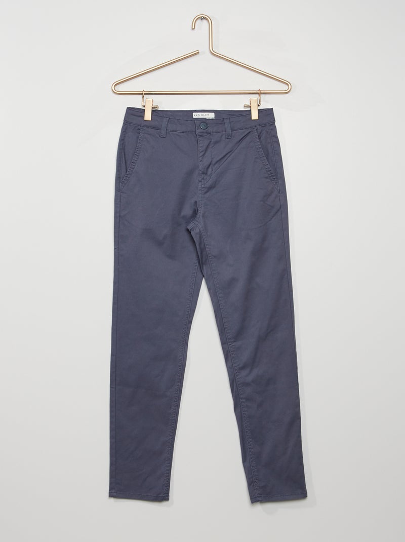 Pantalon chino en twill de coton GRIS - Kiabi