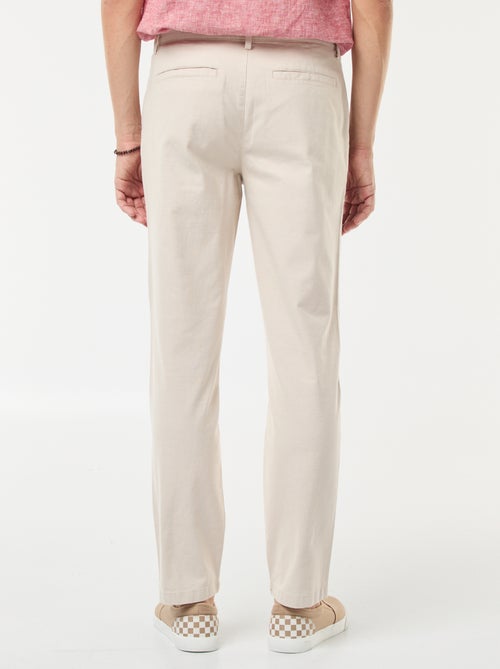 Pantalon chino en twill de coton stretch uni - Kiabi