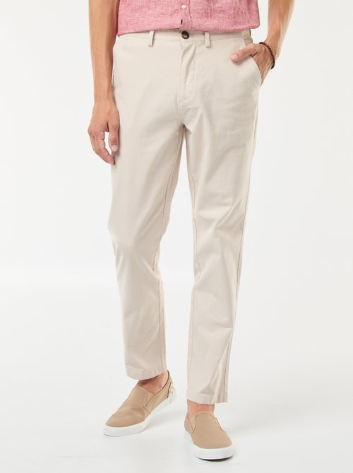 Pantalon chino en twill de coton stretch uni - Kiabi