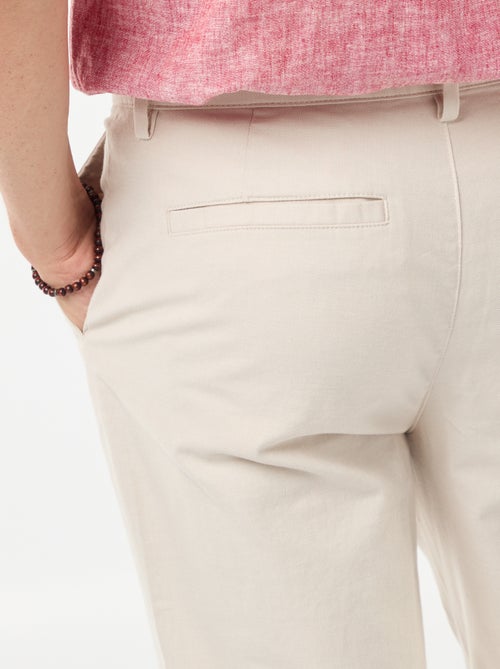 Pantalon chino en twill de coton stretch uni - Kiabi